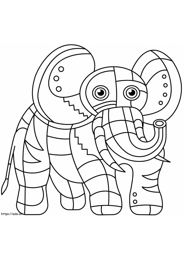 Abstrakti elefantti värityskuva