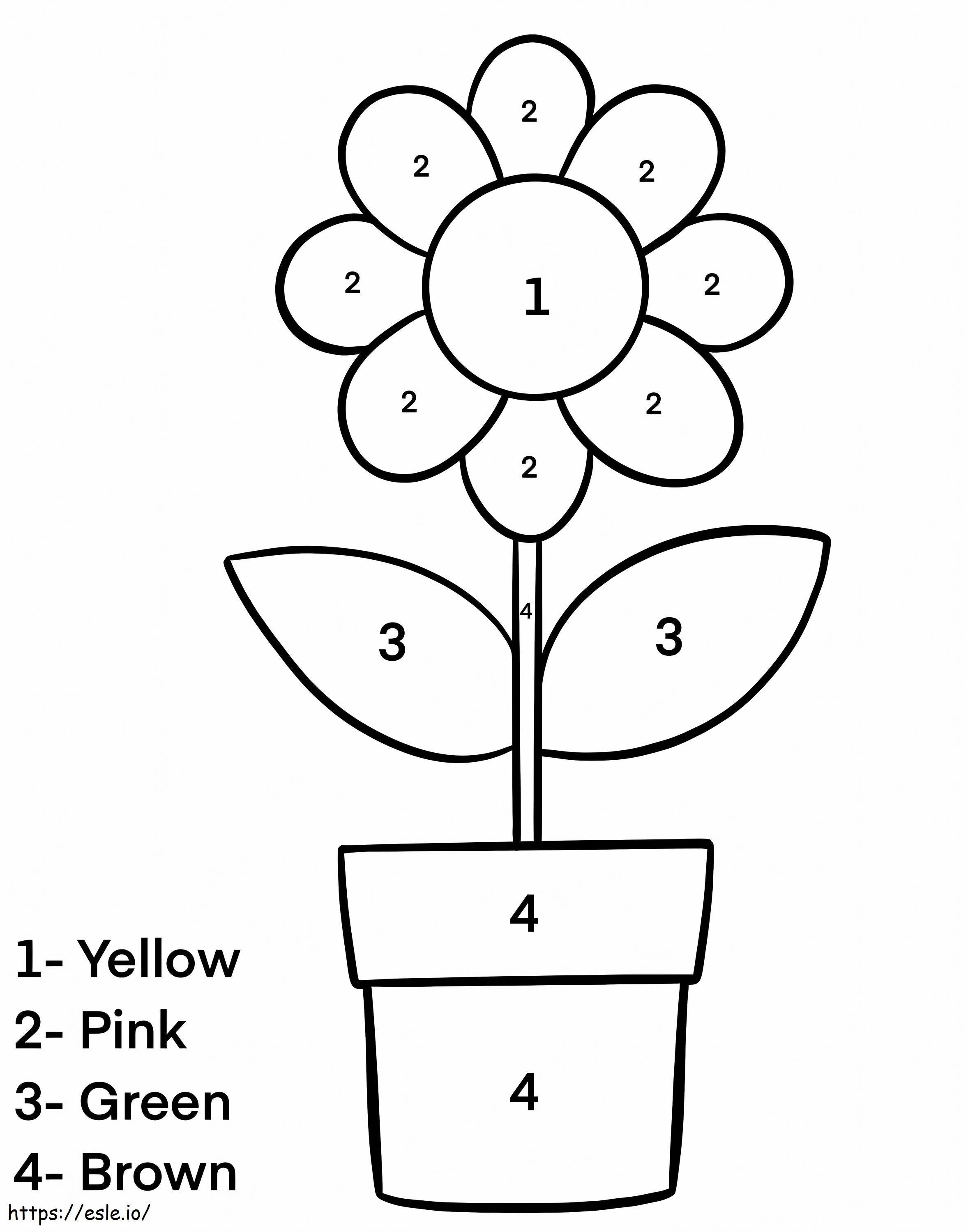Colore del vaso di fiori per numero da colorare