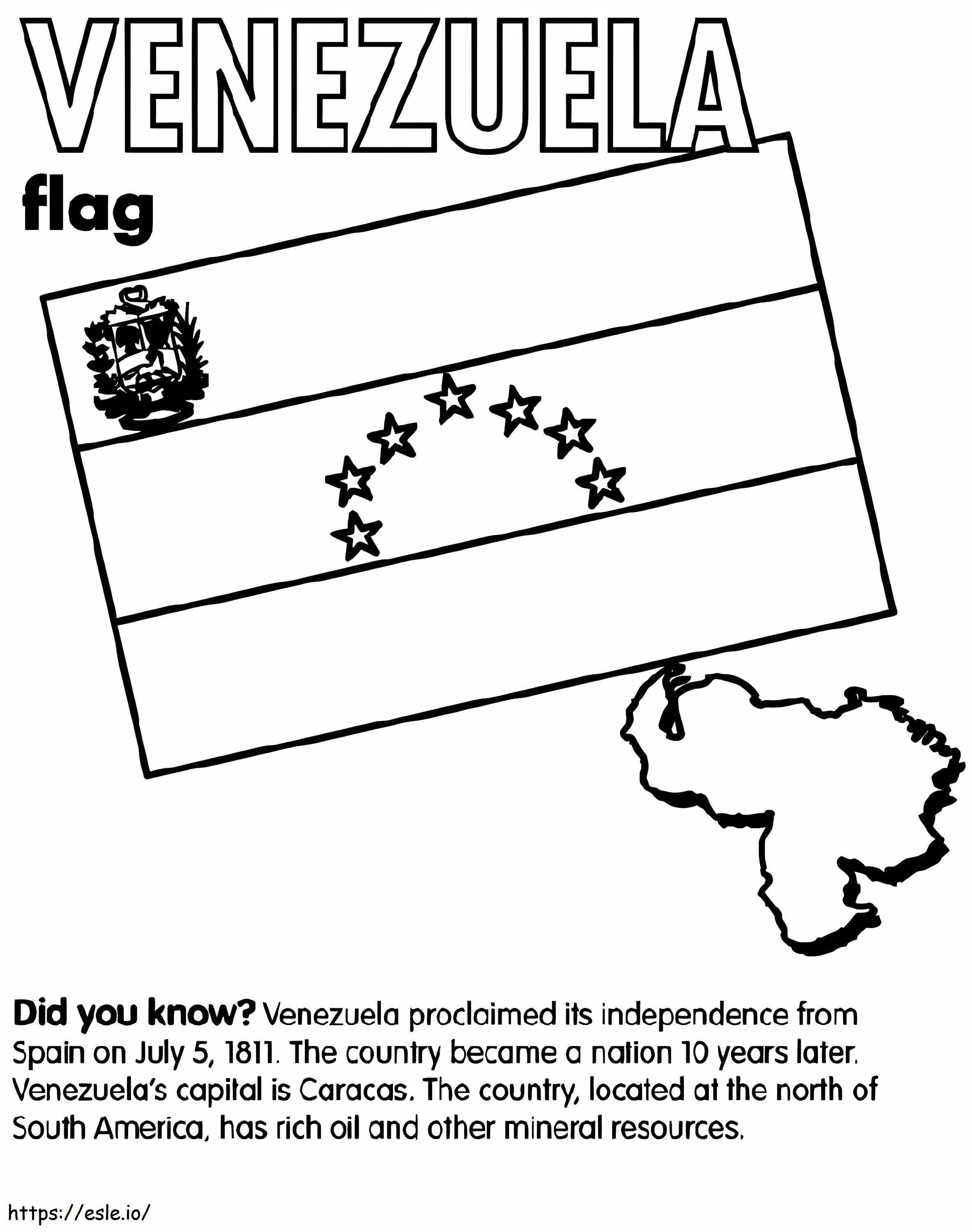 Venezuela Flag And Map coloring page