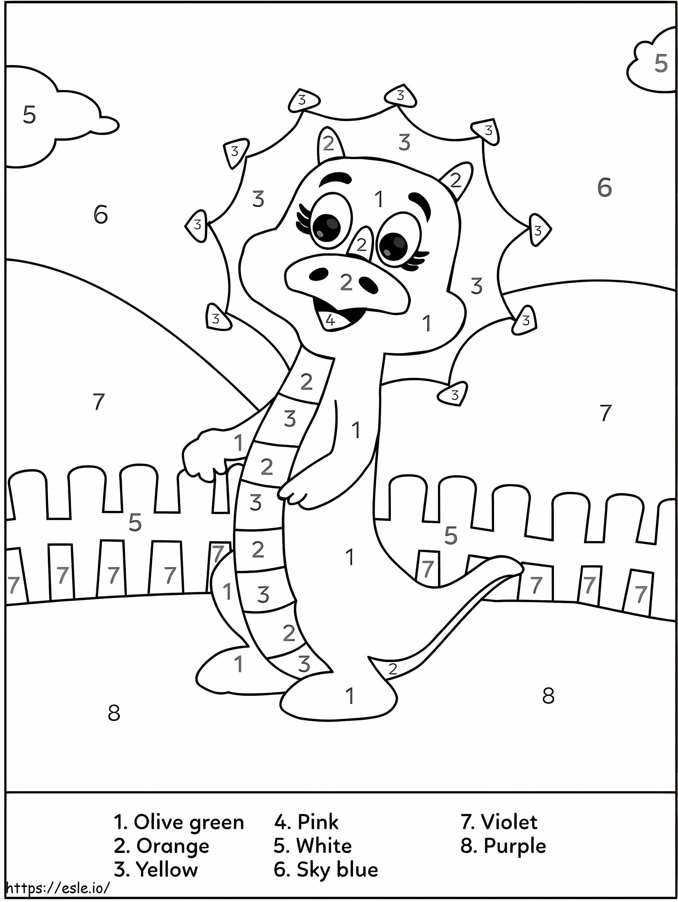 Dinosaur Smiling Color By Number coloring page