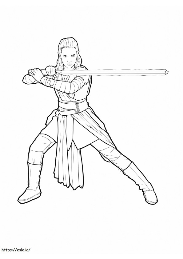 Rey With Lightsaber coloring page
