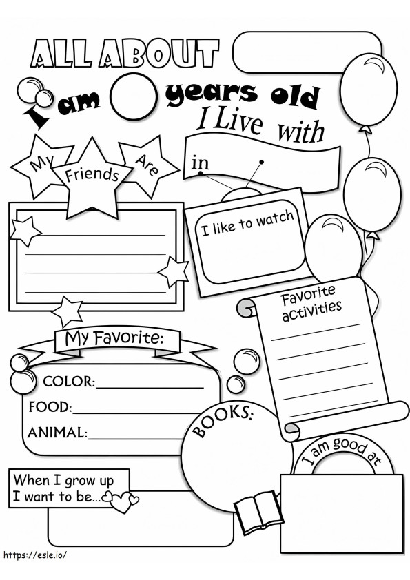 All About Me 6 coloring page