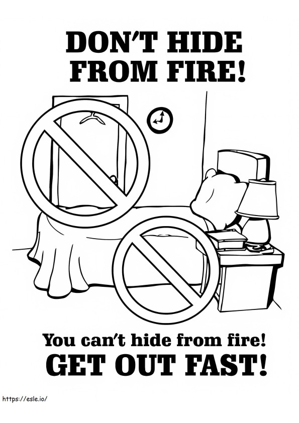 Não se esconda do fogo Segurança contra incêndio 1 para colorir