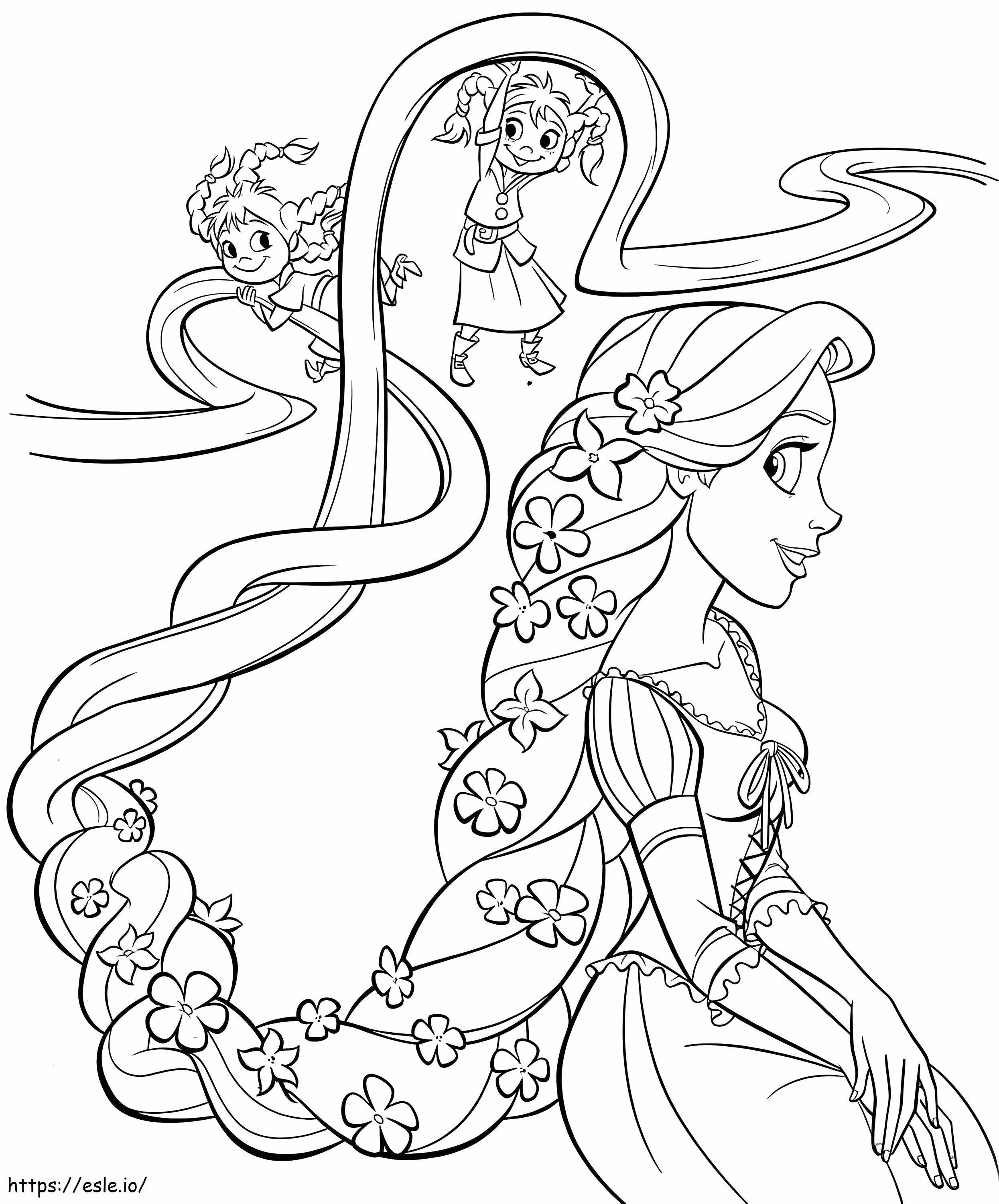 Princess Rapunzel And Children coloring page