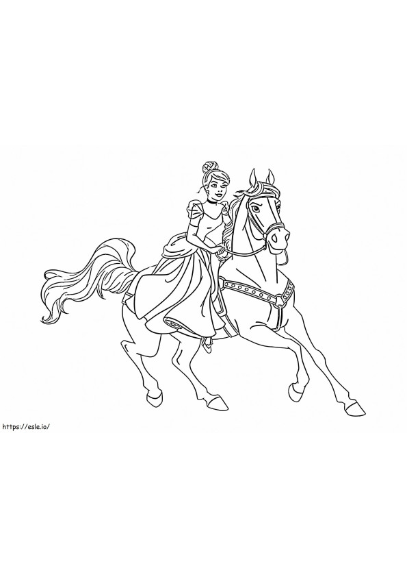 Cinderella Riding A Horse coloring page
