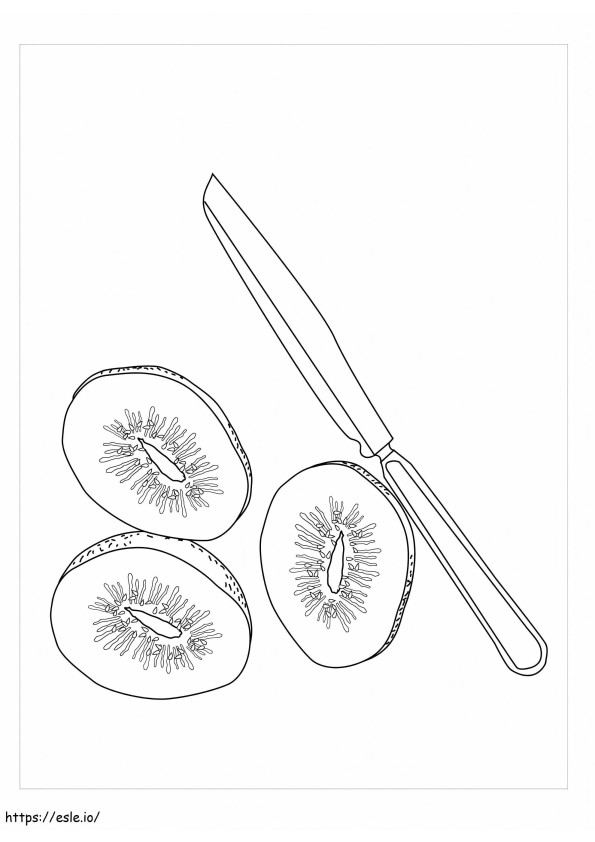 Knife And Kiwi Slices coloring page