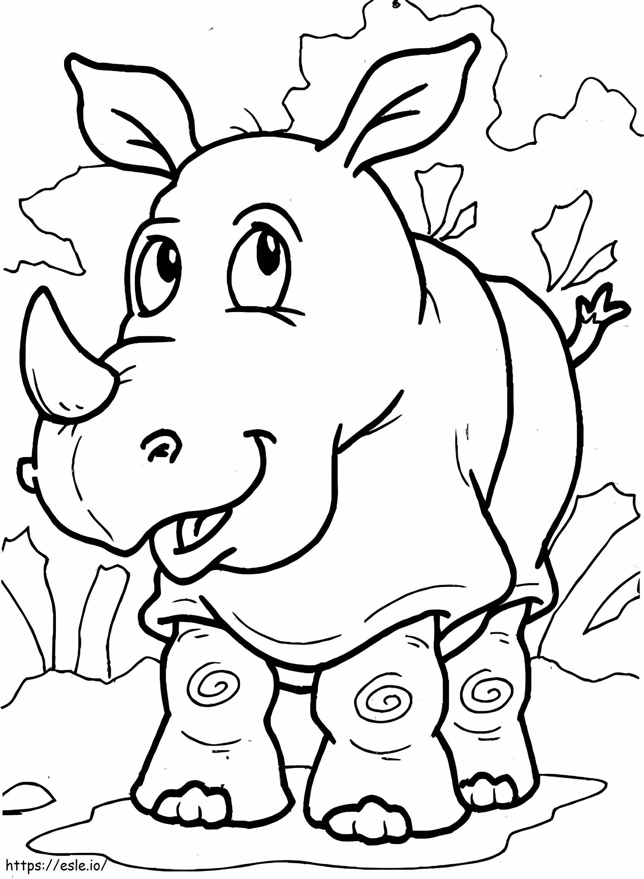 Coloriage Rhinocéros Kawaii à imprimer dessin