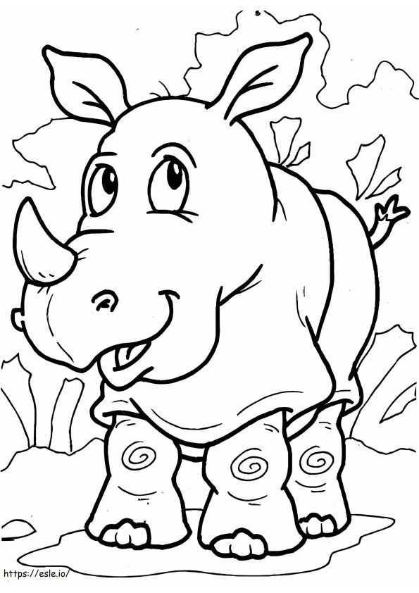 Rhinoceros Kawaii coloring page