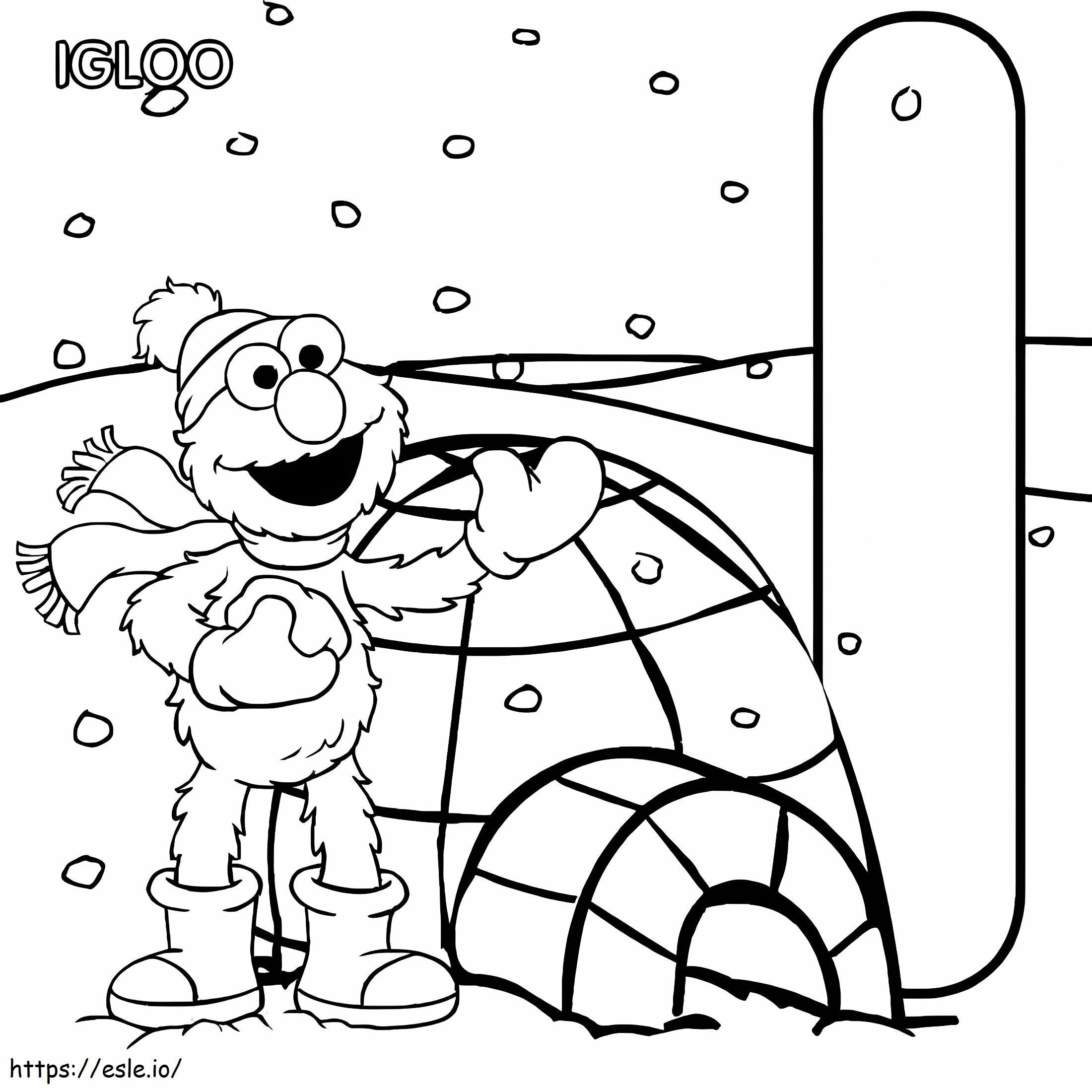 Elmo And Igloo coloring page
