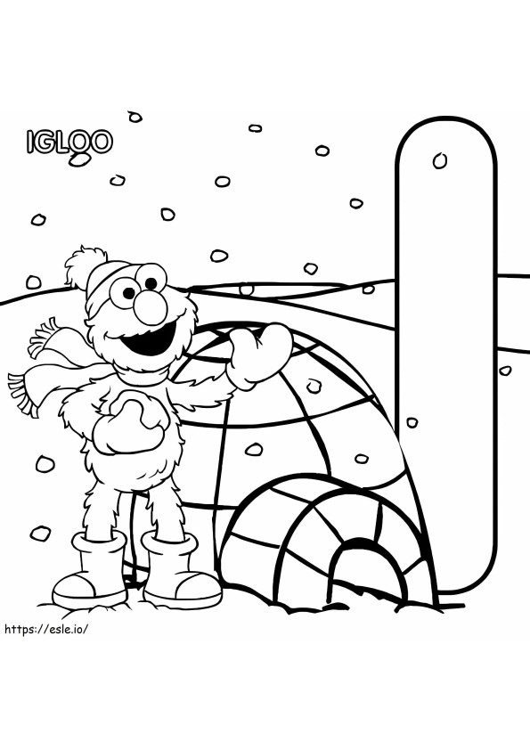 Elmo And Igloo coloring page