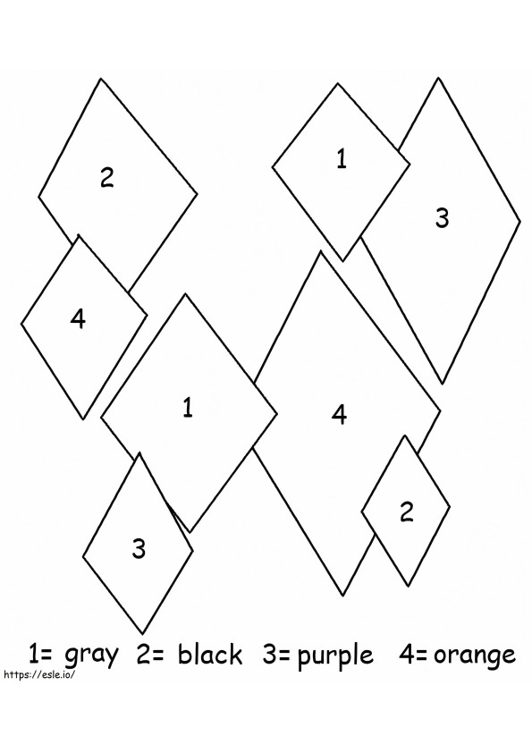 Easy Diamond Shape Color By Number coloring page