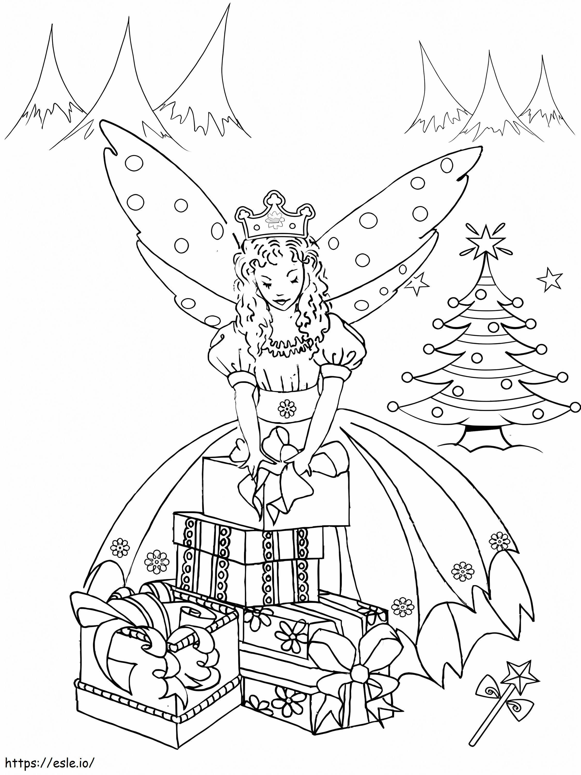 Fairy At Christmas coloring page