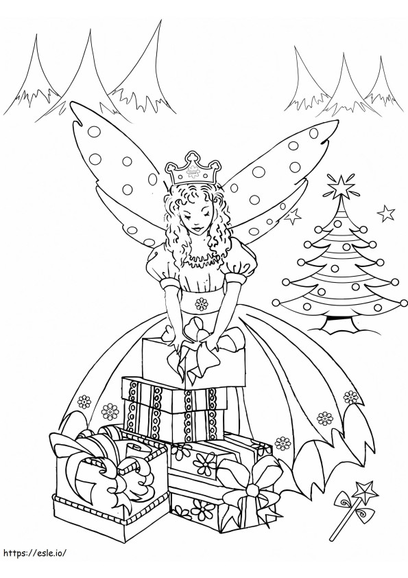 Fairy At Christmas coloring page