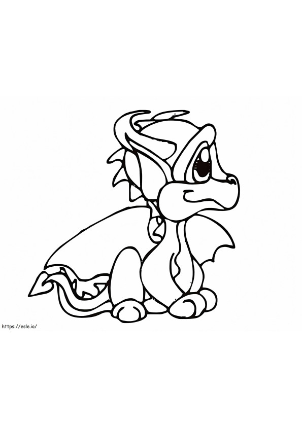 Bebê dragão sentado para colorir