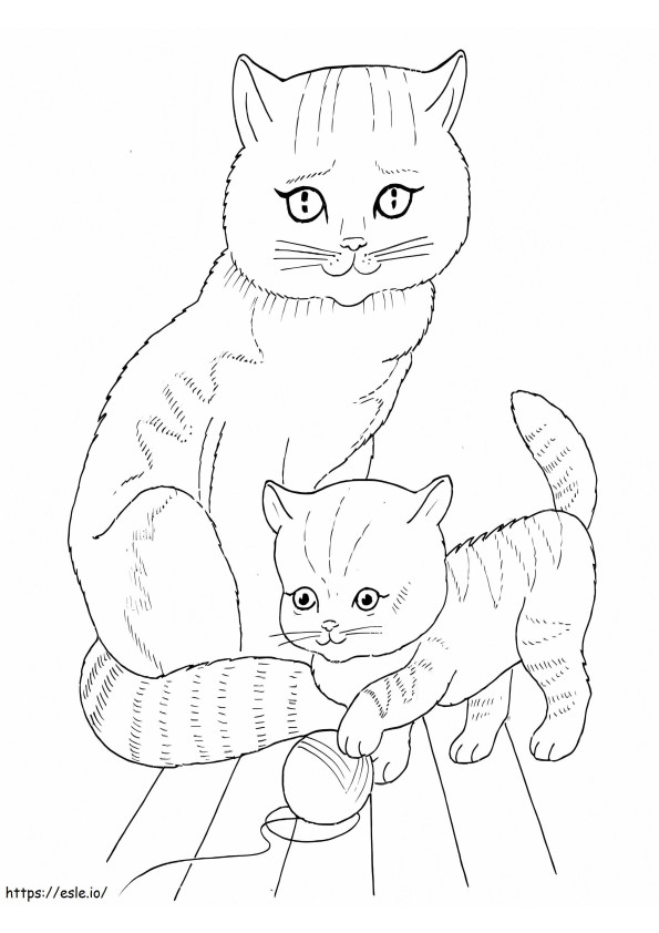 Coloriage 1585037697 Chat mère et chaton à imprimer dessin