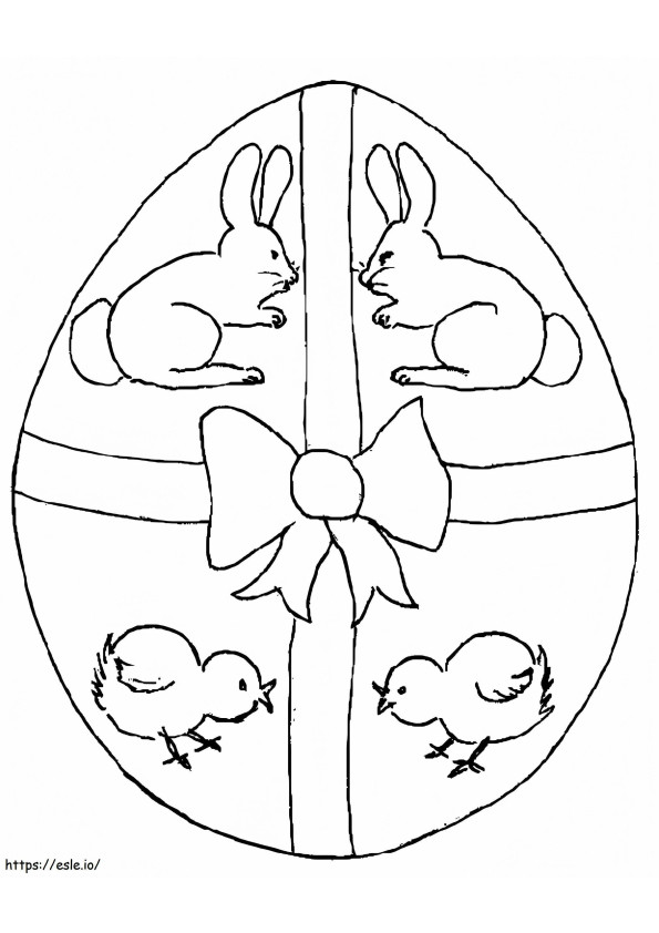 Rabbit And Chicken Easter Egg coloring page