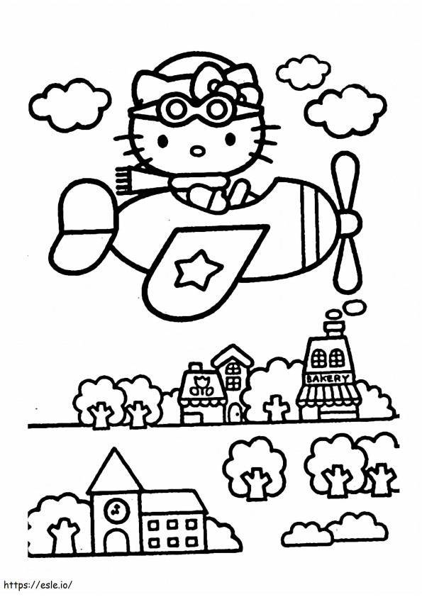 1539917149 Hello Kitty On Airplain For Kids Free Of Bike coloring page
