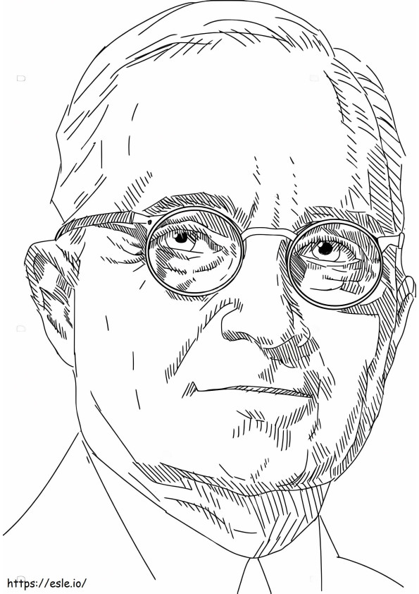 Coloriage Caricature du président Truman à imprimer dessin