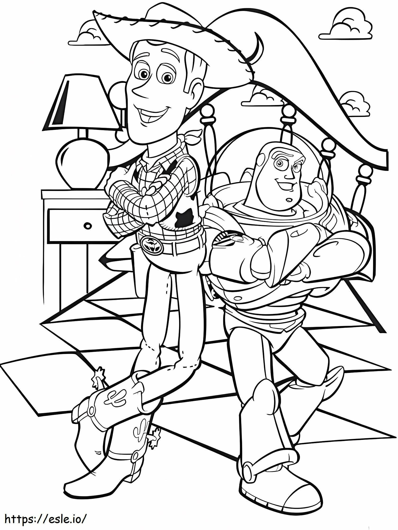 Coloriage Woody et Buzz souriant à imprimer dessin