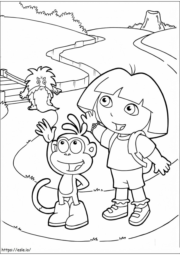 Dora And Grumpy Old Troll coloring page