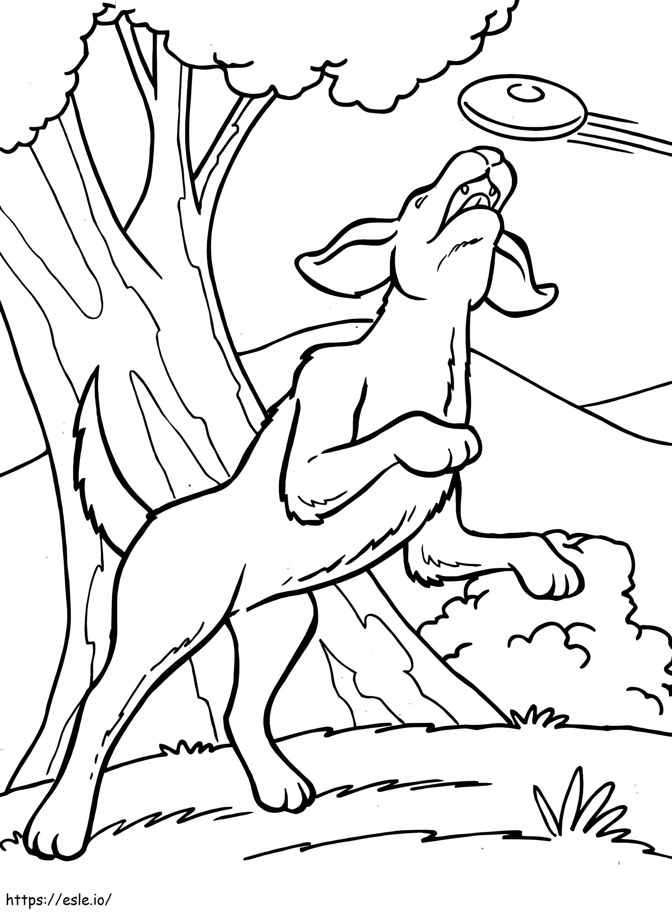 Dog Catching A Frisbee coloring page