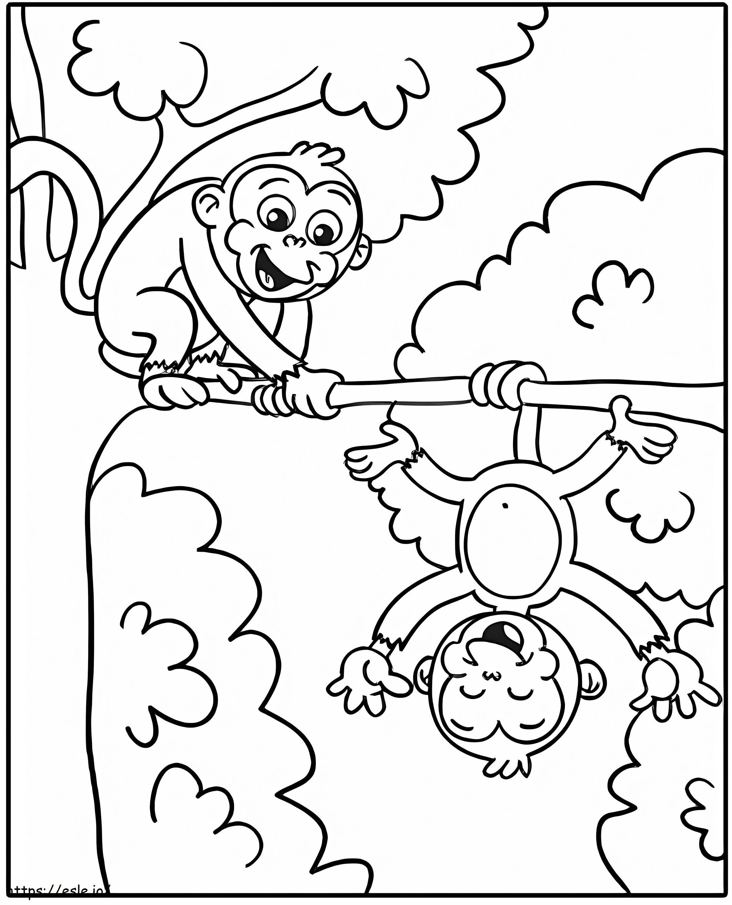 Two Funny Monkeys coloring page