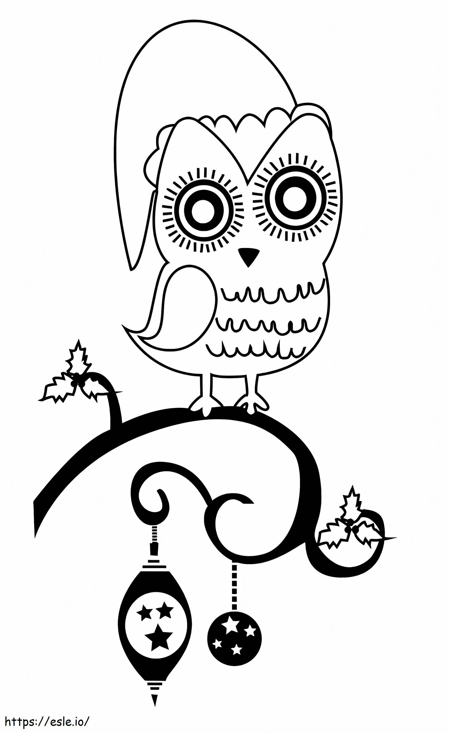 Cute Christmas Owl coloring page