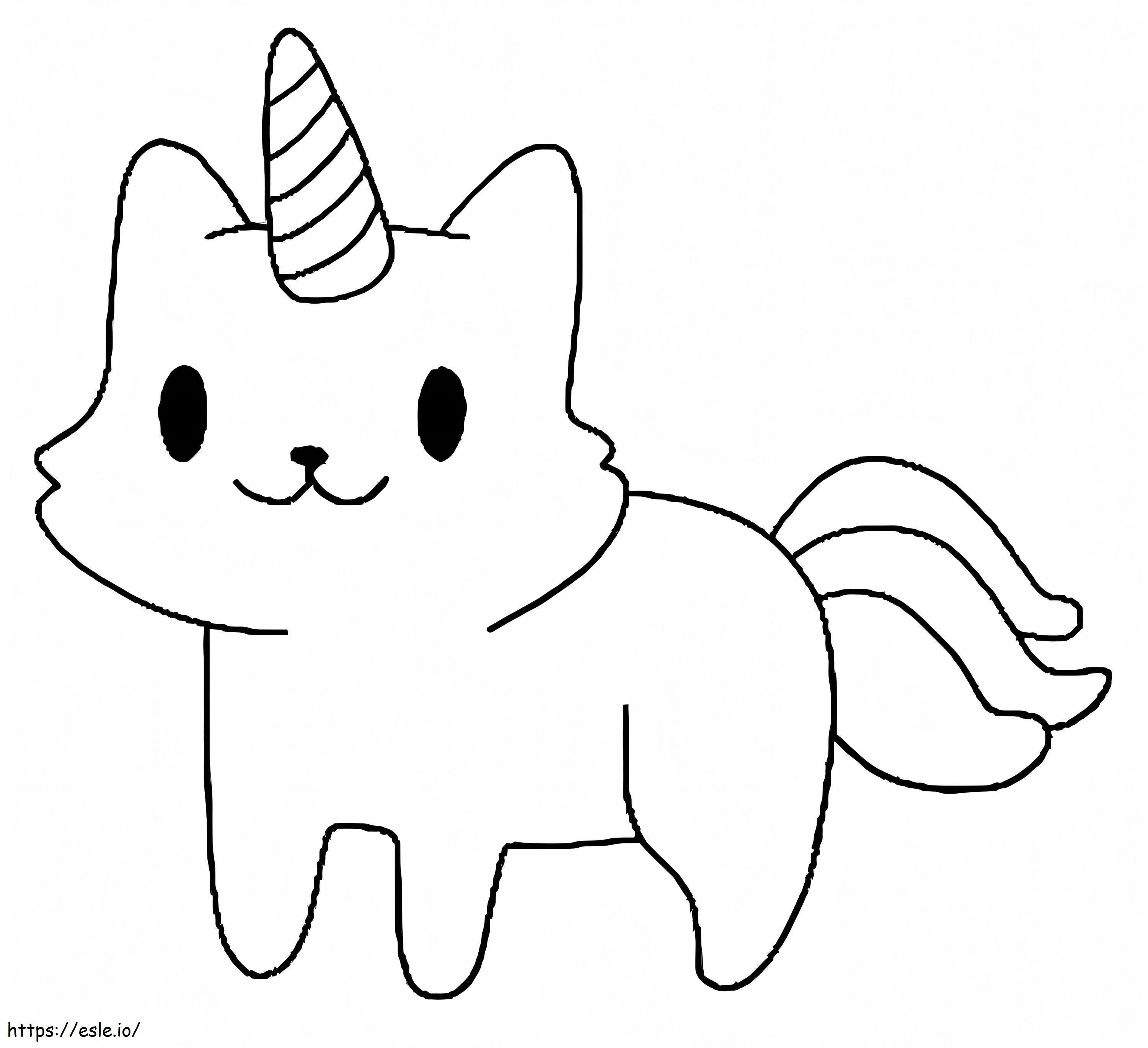 Pisica Unicorn Ușoară de colorat