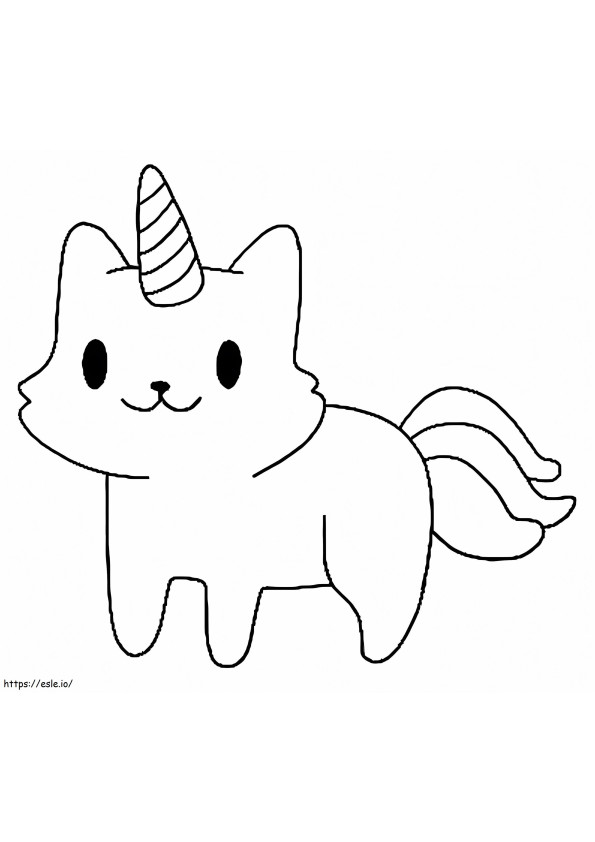 Gato Unicornio Fácil para colorear