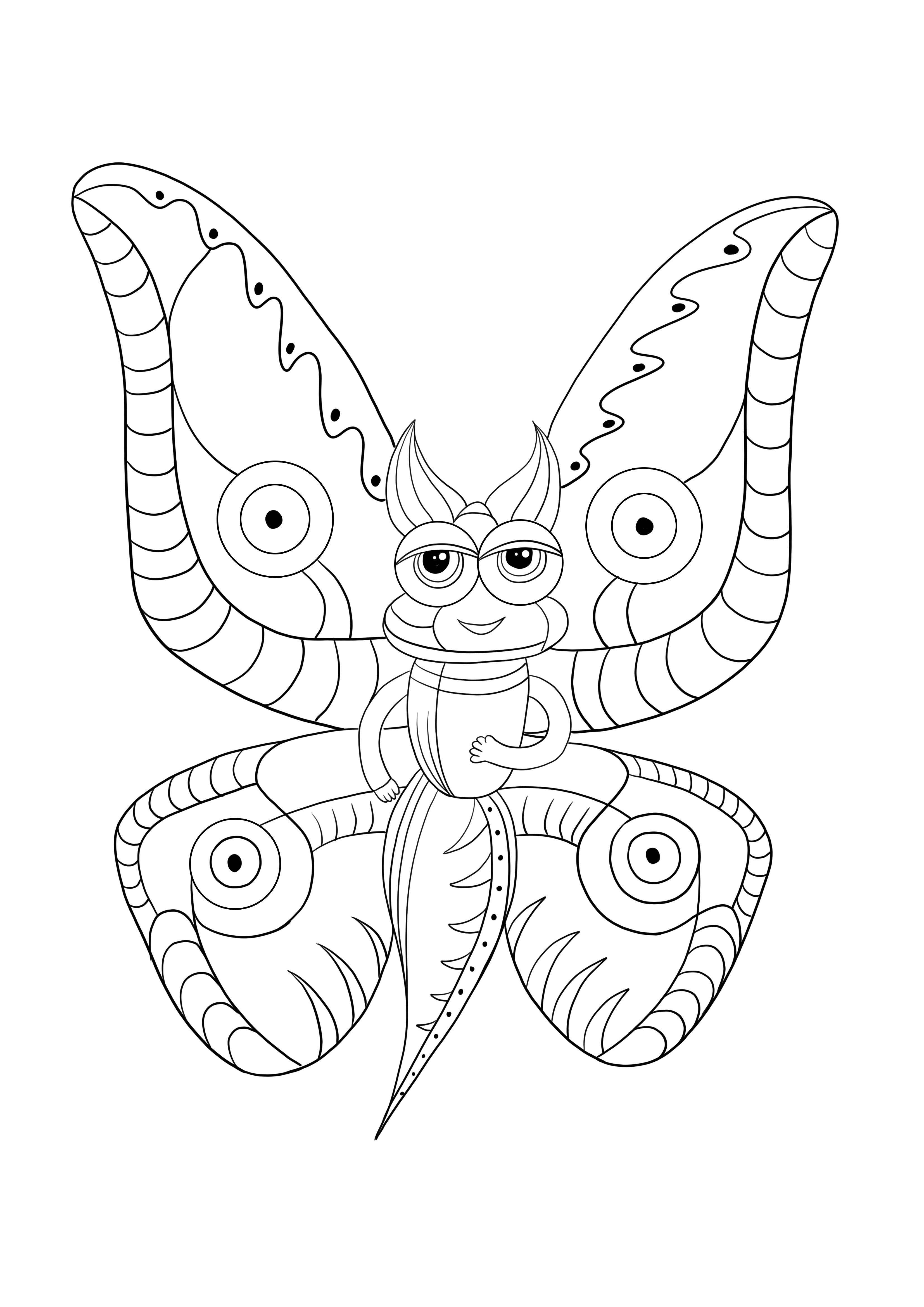 Desenho de borboleta engraçado para imprimir e colorir de graça