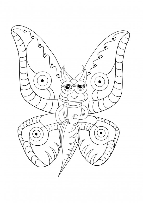 Funny butterfly printing and coloring page for free