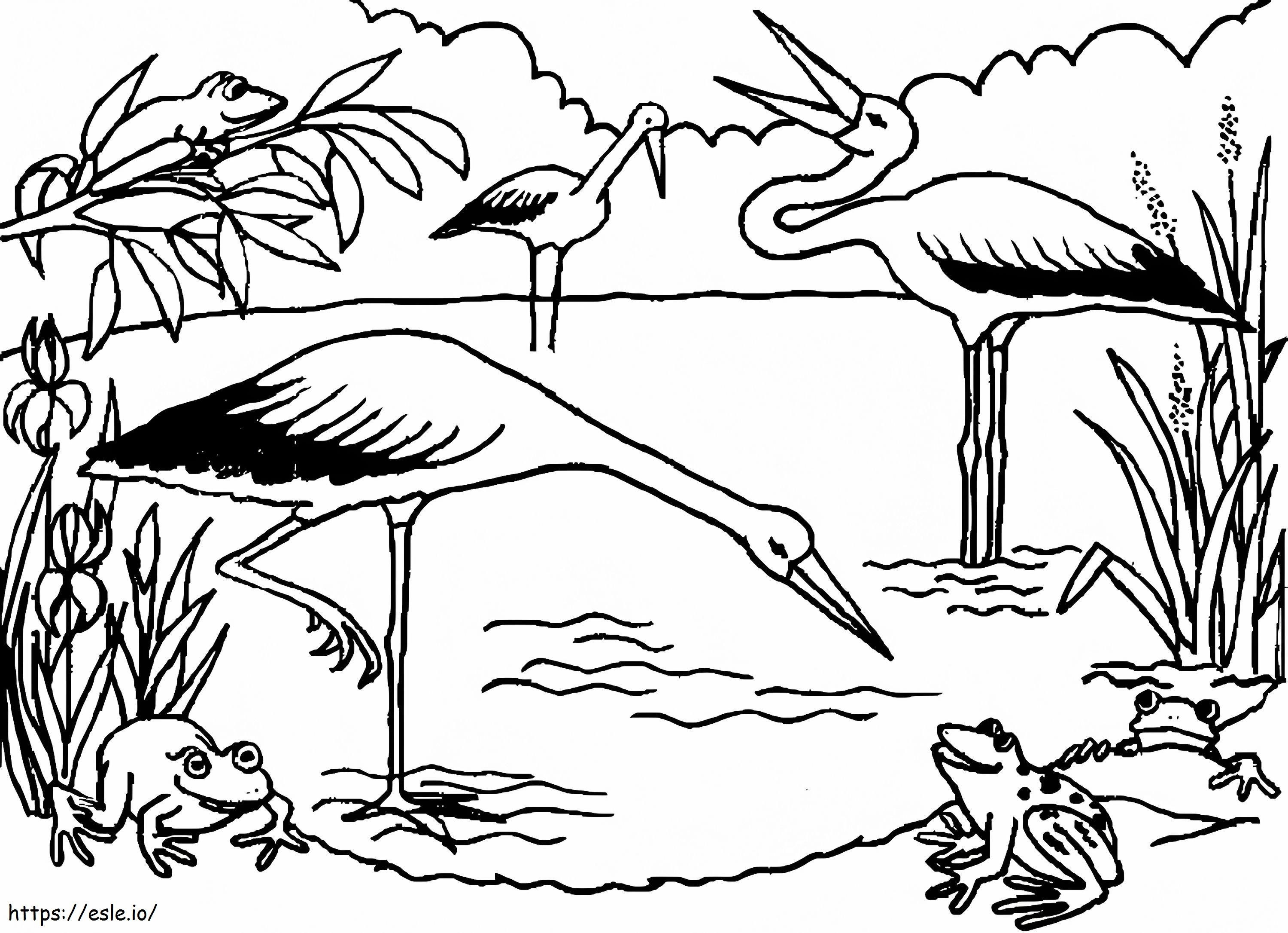 Three Storks coloring page