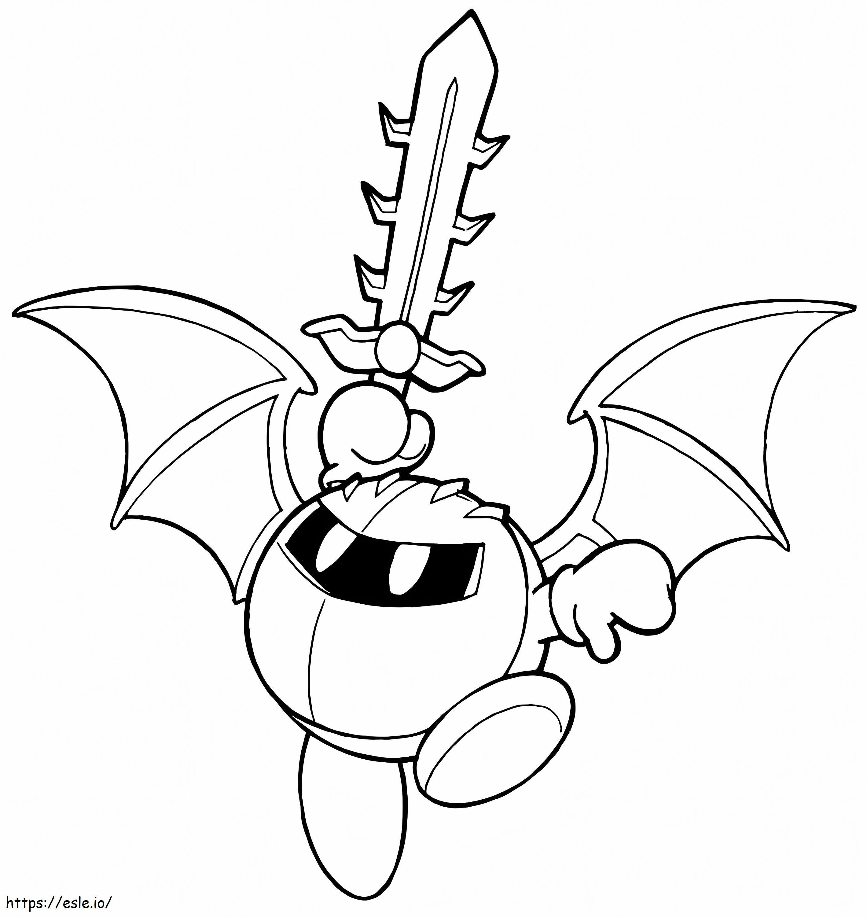 Cavaleiro Kirby com espada para colorir