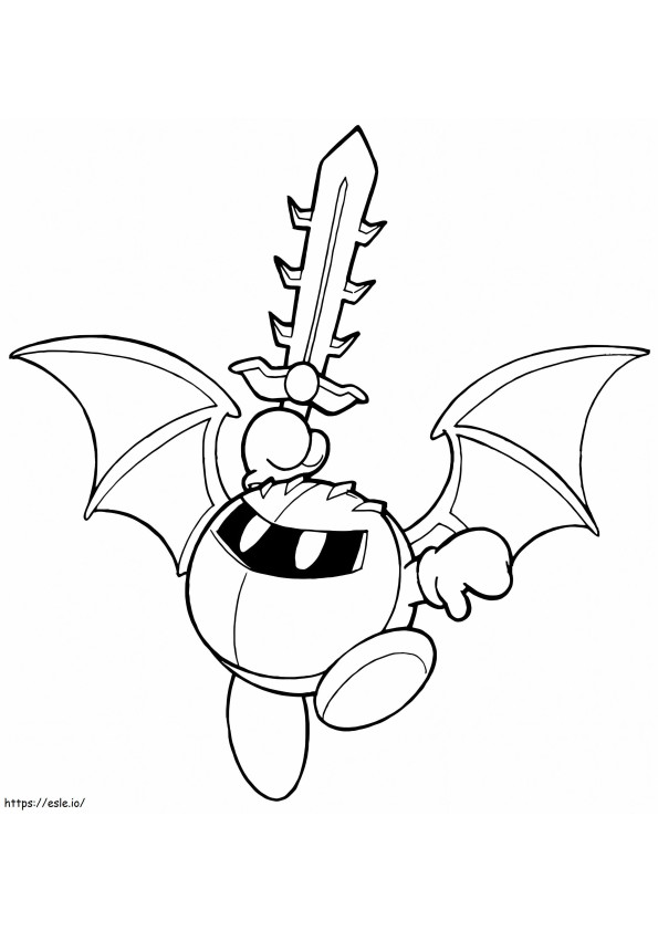 Caballero Kirby con espada para colorear