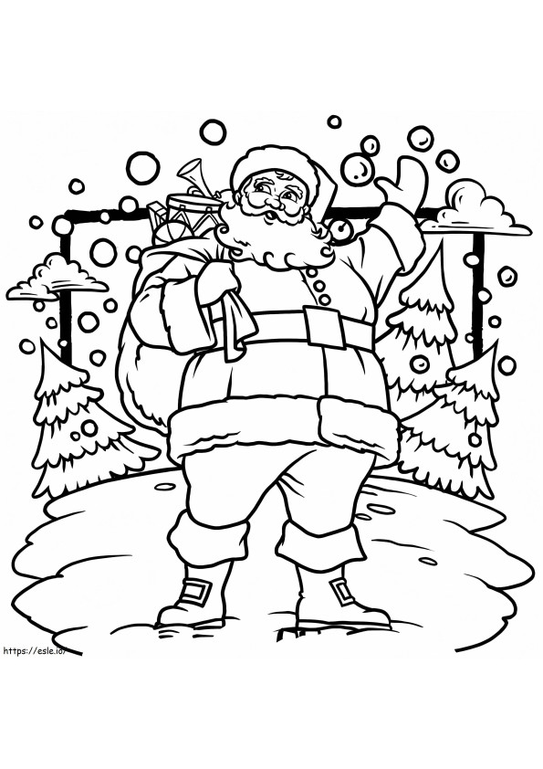 Happy Santa Claus At Christmas coloring page