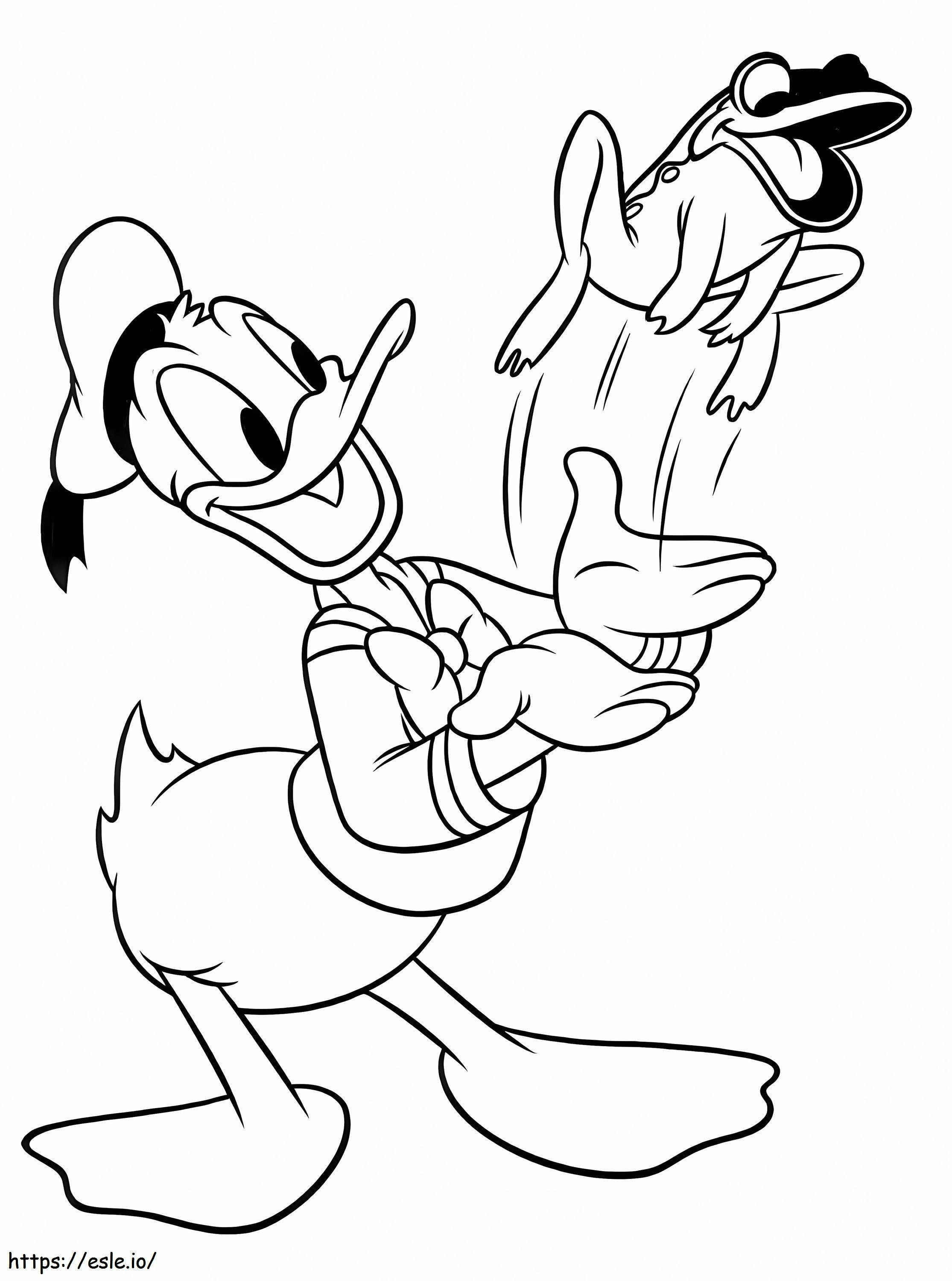 Donald Duck mit einem Frosch ausmalbilder