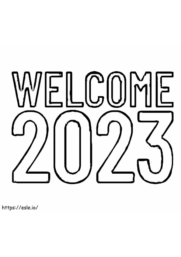 Bienvenido 2023 para colorear