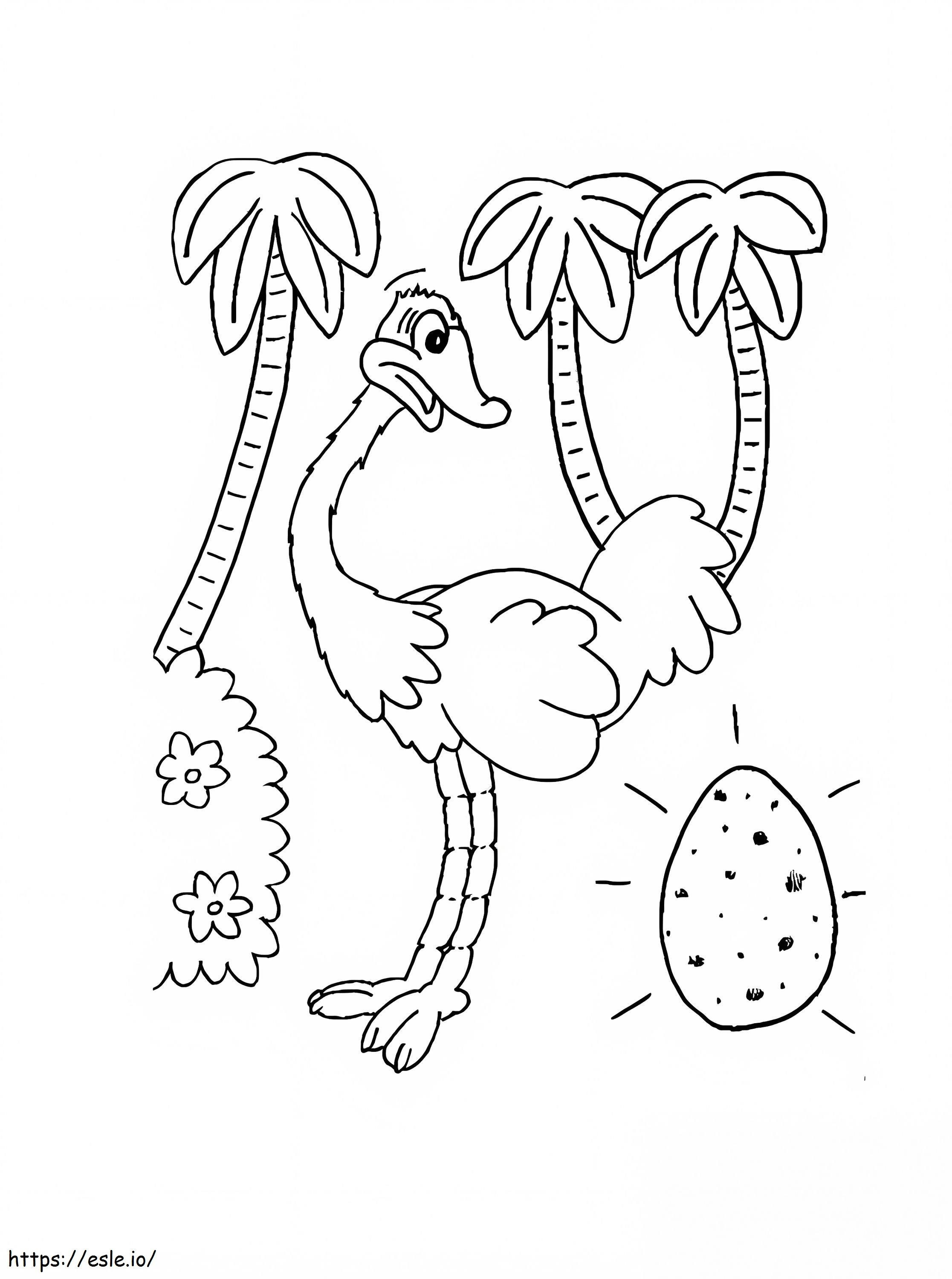 Ostrich With Egg coloring page