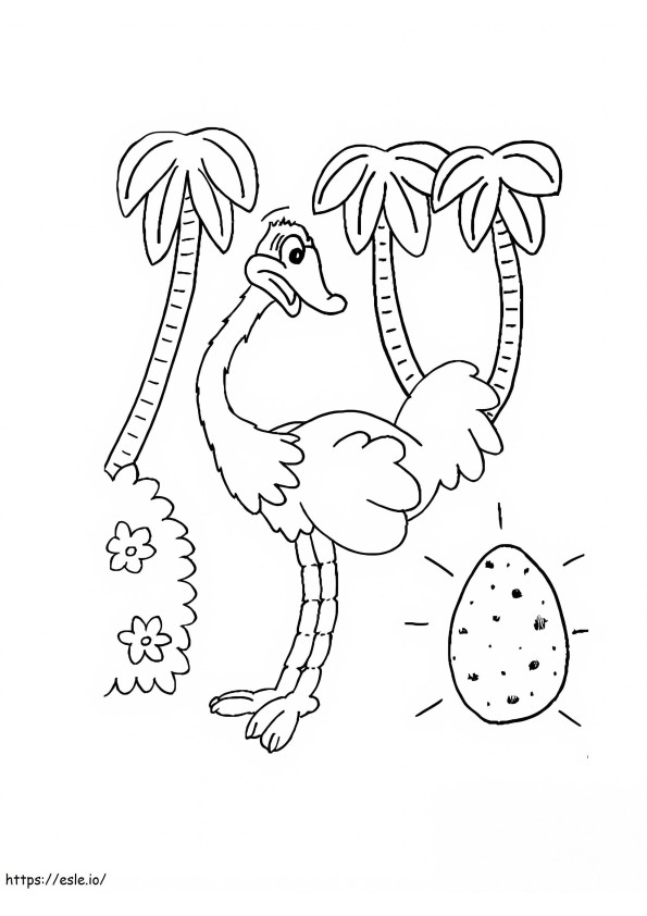 Struisvogel Met Ei kleurplaat