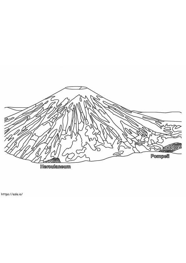 Coloriage Le volcan Pompéi à imprimer dessin