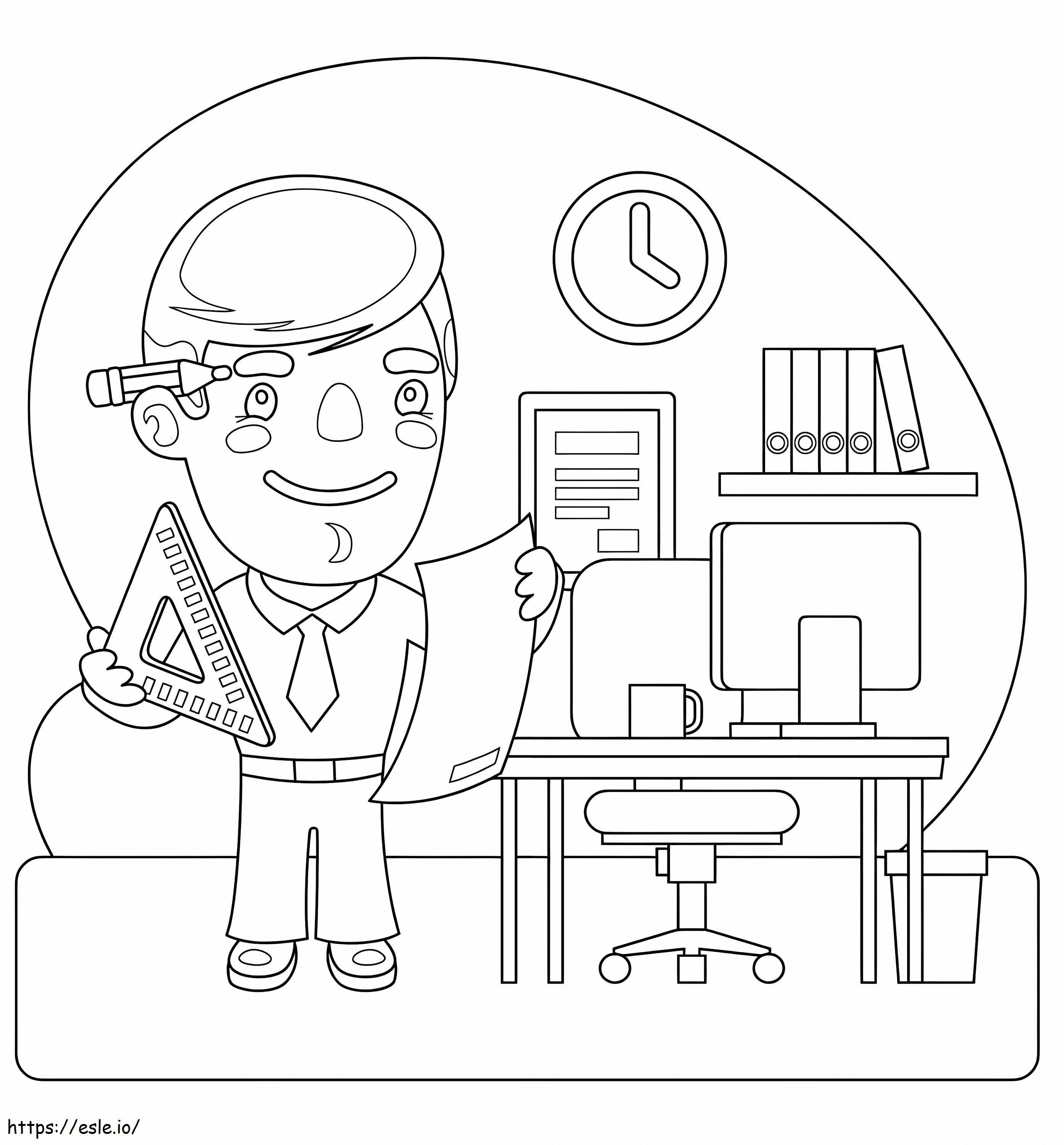 Engineer At Office coloring page