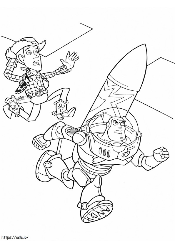 Mahtava Woody ja Buzz värityskuva