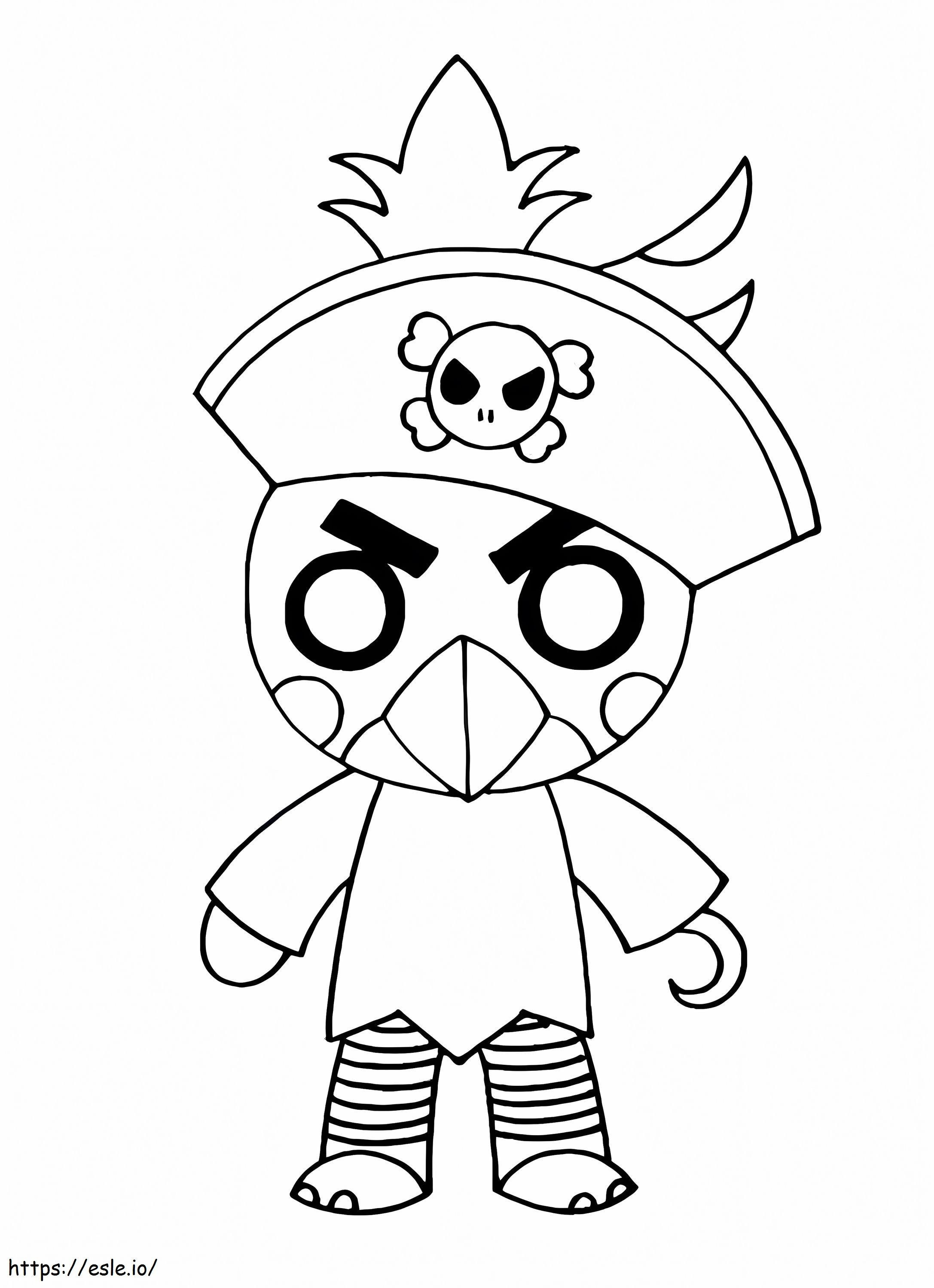 Roblox Piggy Budgey com chapéu de pirata para colorir
