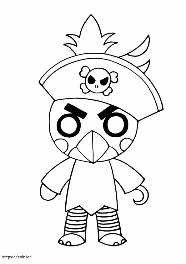 Roblox Piggy Budgey con sombrero de pirata para colorear