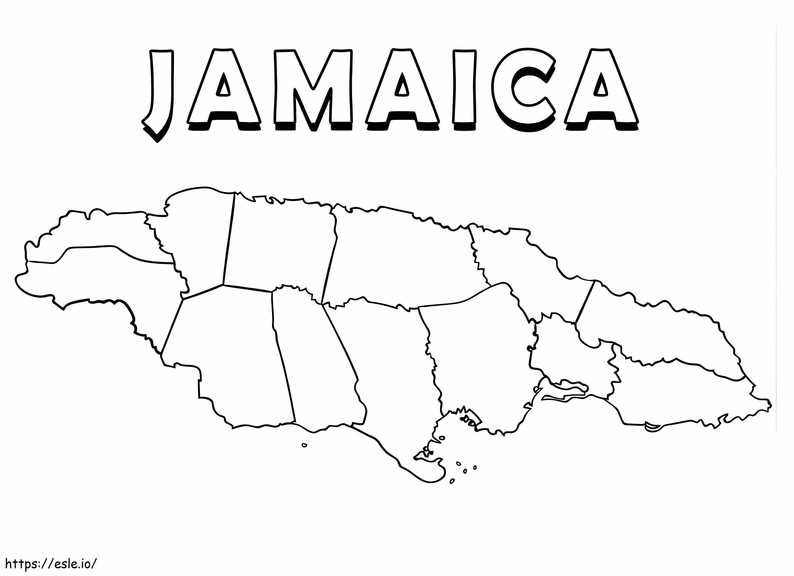Mapa de Jamaica imprimible para colorear