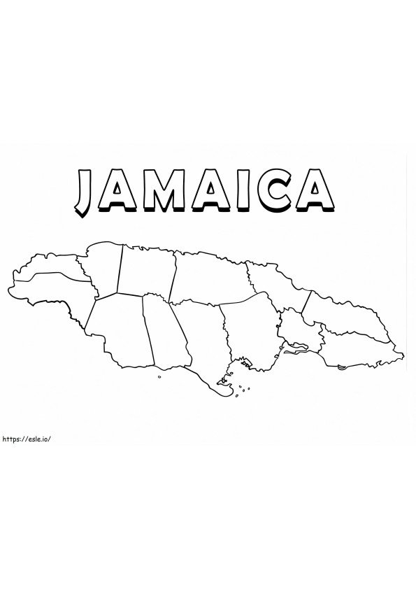 Afdrukbare Jamaica-kaart kleurplaat kleurplaat