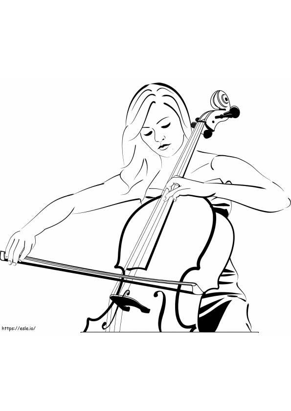 Coloriage Femme jouant du violoncelle à imprimer dessin
