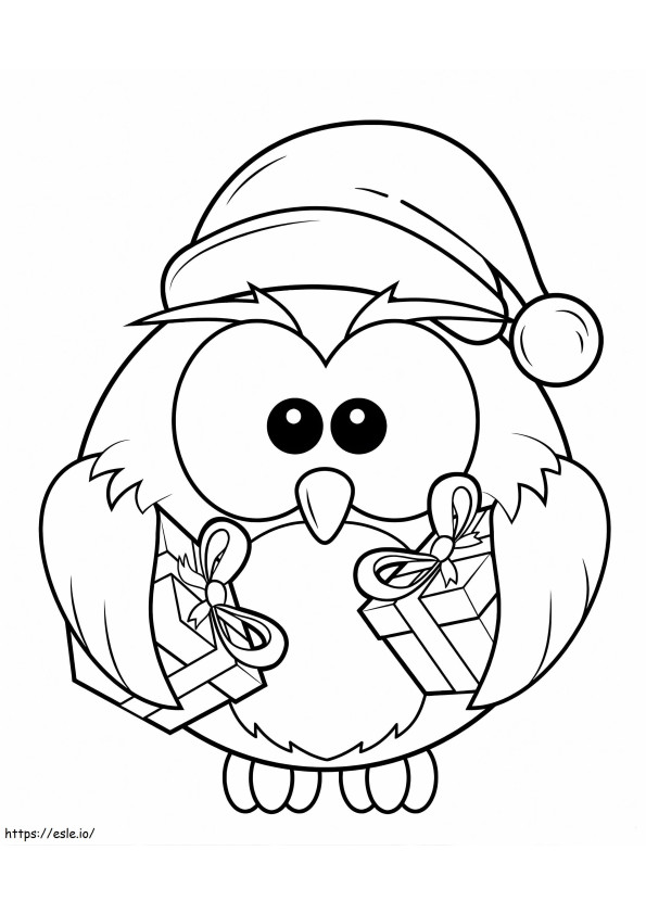 Cute Owl With Gifts coloring page