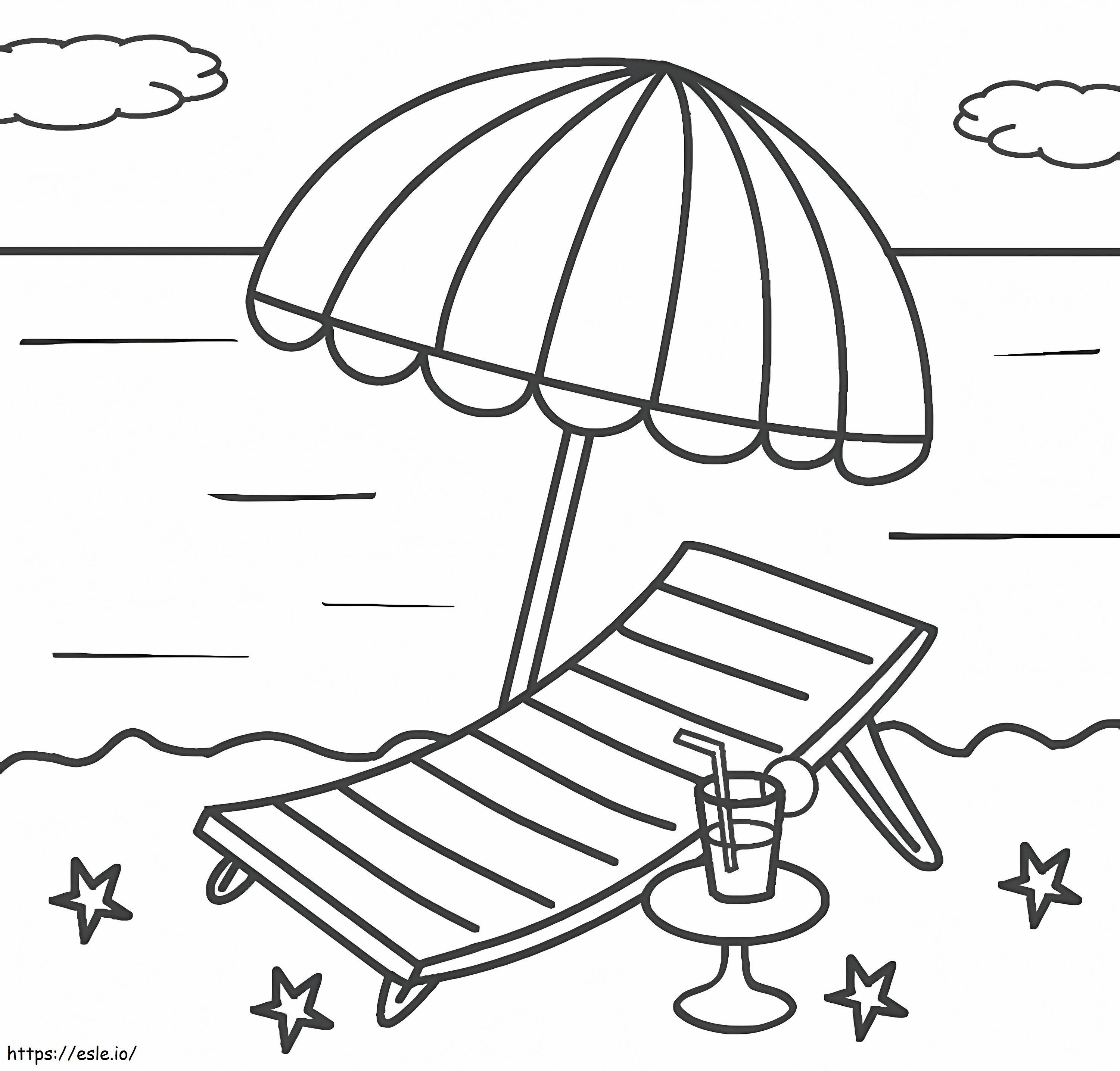 Beach Chair And Umbrella coloring page