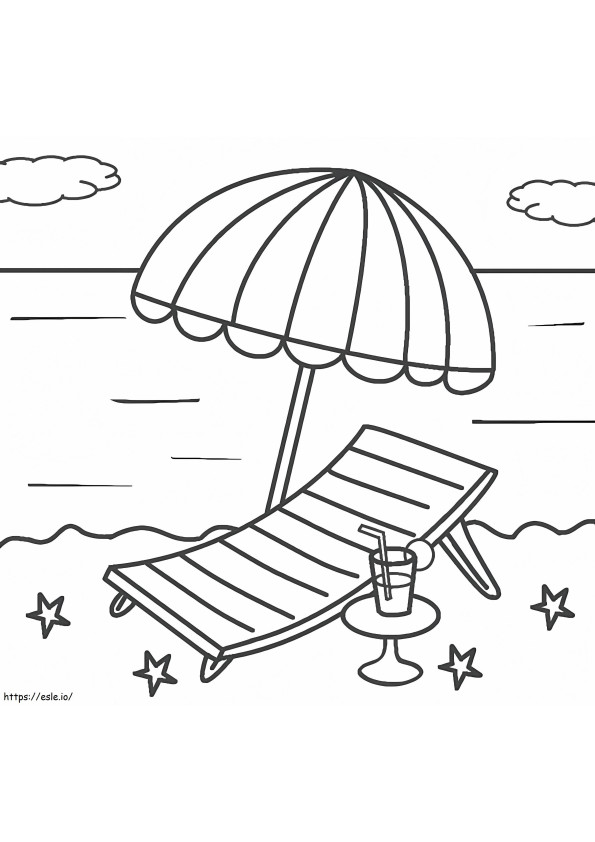 Strandkorb und Sonnenschirm ausmalbilder